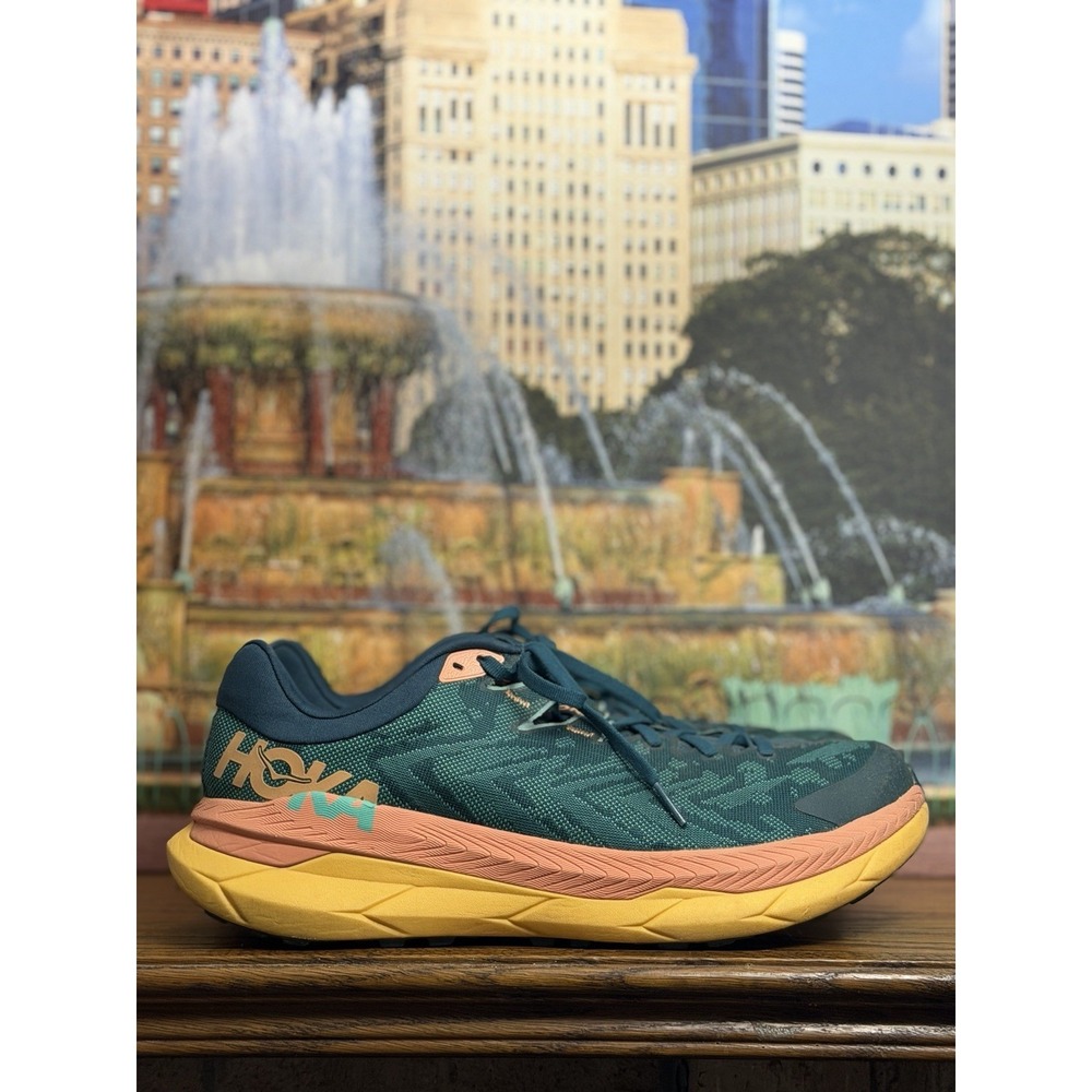 Hoka One One Womens Tecton X Sneakers Size 11B Green Orange Shoes 1123162-DTWGR